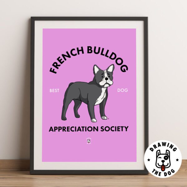 Black and White French Bulldog AS Framed