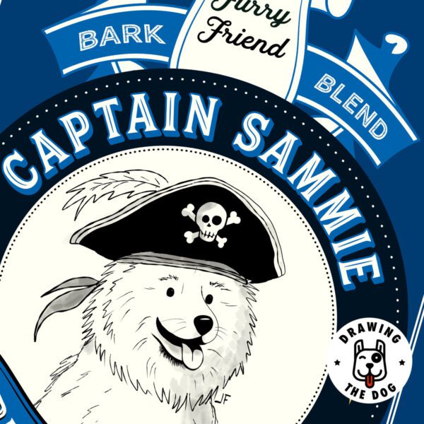 Captain Samoyed Art Print Closeup