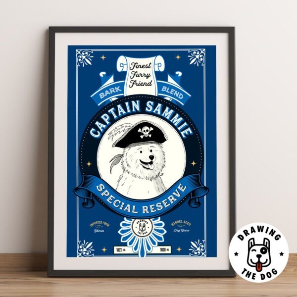 Captain Samoyed Art Print Framed